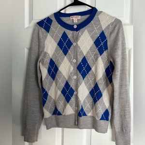 Brooks‎ Brothers Wool Blue Argyle button up Cardigan Sweater Size Medium